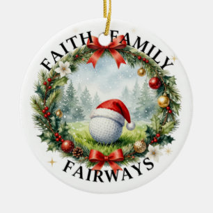 Golf-Weihnachtsmotiv für Baumschmuck Keramik Ornament