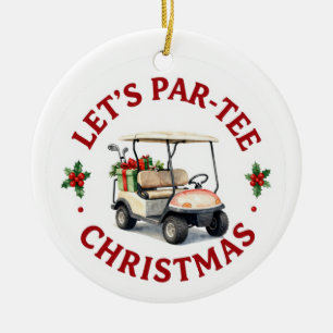 Golf-Weihnachtsmotiv für Baumschmuck Keramik Ornament