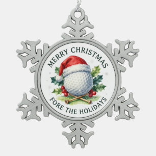 Golf-Weihnachtsmotiv für Baumschmuck Schneeflocken Zinn-Ornament