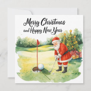 Golf-Weihnachtsmotiv für Golfer auf dem Platz Feiertagskarte