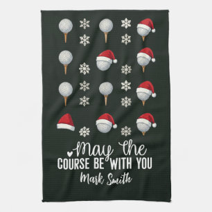 Golf-Weihnachtsmotiv für Golfer Geschirrtuch