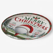 Golf-Weihnachtsmotiv für Golfer Pappteller (Schrägansicht)