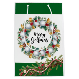 Golf-Weihnachtsmotiv mit Kranz  Mittlere Geschenktüte