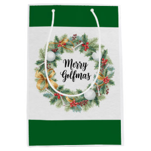 Golf-Weihnachtsmotiv mit Kranz  Mittlere Geschenktüte