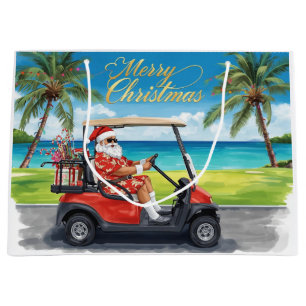 Golf-Weihnachtsmotiv mit Weihnachtsmann Große Geschenktüte