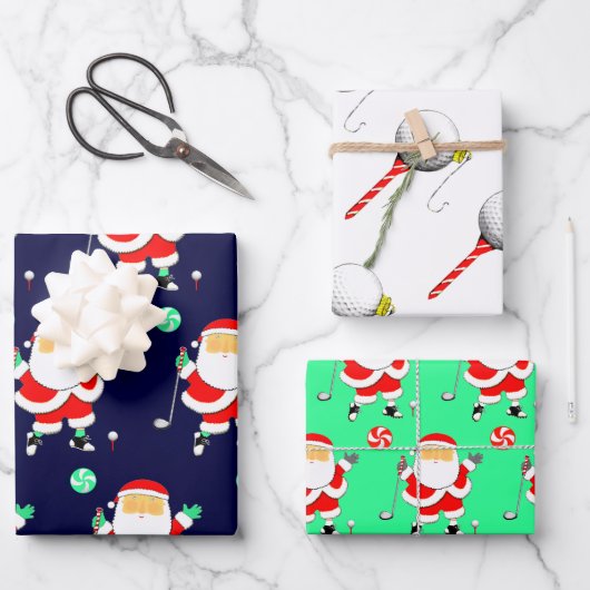 Golf-Weihnachtspapier Geschenkpapier Set (Vorderseite)
