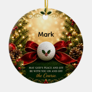 Golf-Weihnachtssegen für Golfer Keramik Ornament