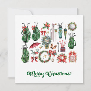 Golf-Weihnachtsthema für Golfer-Aquarell Feiertagskarte