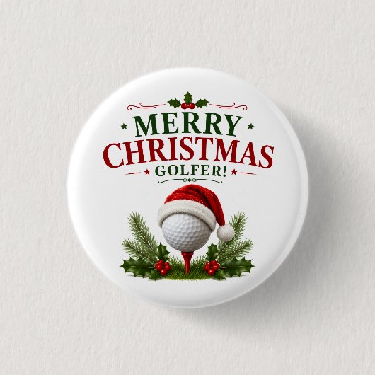 Golf-Weihnachtsthema für Golfer Button (Vorderseite)