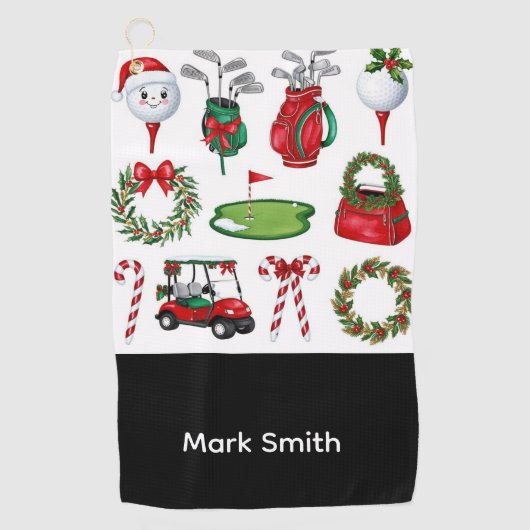 Golf-Weihnachtsthema Golfhandtuch (Vorderseite)