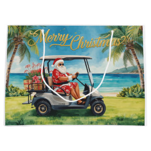 Golf-Weihnachtsthema mit Santa Claus in Hawaii Große Geschenktüte