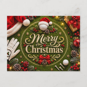 Golf Weihnachtsurlaub Thema auf grünem Gras Postkarte