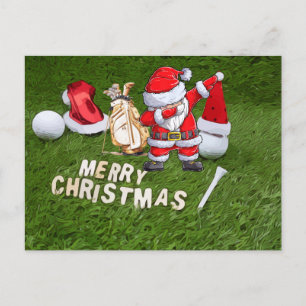 Golf Weihnachtsurlaub und Golfball Weihnachtsmann Feiertagspostkarte
