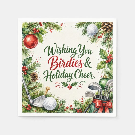Golf-Weihnachtswünsche-Typografie-Wasserfarben-Des Serviette (Vorderseite)