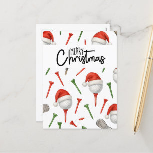 Golf Weihnachtszeit Weihnachtsmannmütze Rot und Gr Feiertagspostkarte