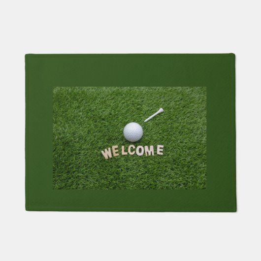 Golf Willkommensgruß mit Golfball und Tee Fußmatte (Vorderseite)
