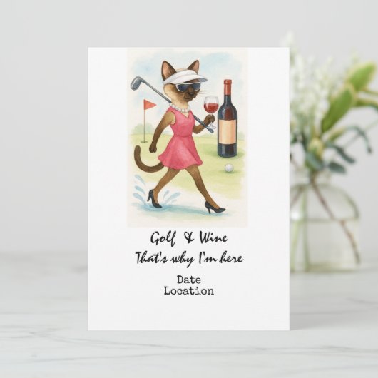 Golf Wine Tasting Event Invitation  Einladung (Stehend Vorderseite)