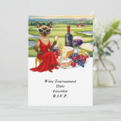 Golf wine tasting tournament with wine at course einladung (Stehend Vorderseite)