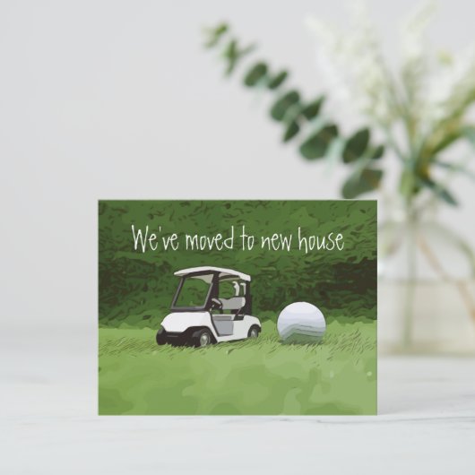 Golf wir sind in neues Haus mit Golf auf Grün umge Ankündigung (Stehend Vorderseite)