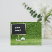 Golf wir sind in neues Haus mit Golf Card umgezoge Postkarte (Stehend Vorderseite)