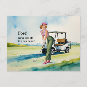 Golf wir sind in neues Haus Wasserfarbe Stil umgez Postkarte