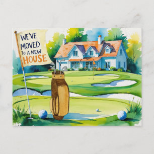 Golf wir sind in neues Haus Wasserfarbe Stil umgez Postkarte