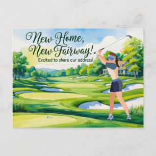Golf wir sind in neues Haus Wasserfarbe Stil umgez Postkarte