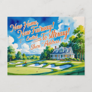 Golf wir sind in neues Haus Wasserfarbe Stil umgez Postkarte