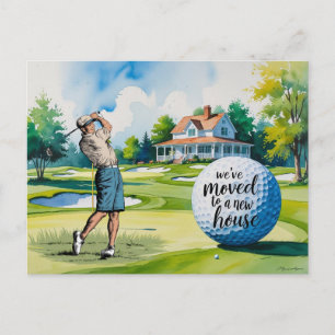 Golf wir sind in neues Haus Wasserfarbe Stil umgez Postkarte