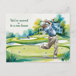 Golf wir sind in neues Haus Wasserfarbe Stil umgez Postkarte