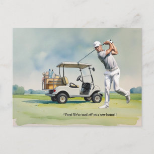 Golf wir sind in neues Haus Wasserfarbe Stil umgez Postkarte