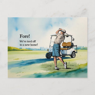 Golf wir sind in neues Haus Wasserfarbe Stil umgez Postkarte