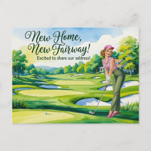 Golf wir sind in neues Haus Wasserfarbe Stil umgez Postkarte