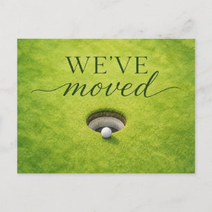 Golf Wir sind mit Golfballkarte in ein neues Haus  Postkarte