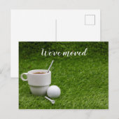 Golf wir sind mit Kaffeetasse in neues Haus umgezo Postkarte (Vorne/Hinten)
