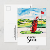 Golf wird bald gesund mit Golftasche, die grün wir Postkarte (Vorne/Hinten)