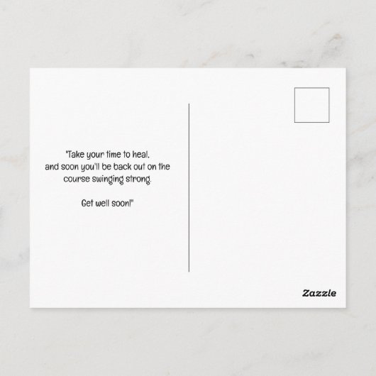 Golf wird bald gesund mit Golftasche, die grün wir Postkarte (Rückseite)
