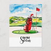 Golf wird bald gesund mit Golftasche, die grün wir Postkarte (Vorderseite)