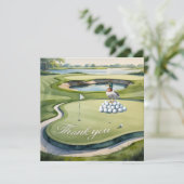 Golf with text on golf course watercolor style dankeskarte (Stehend Vorderseite)