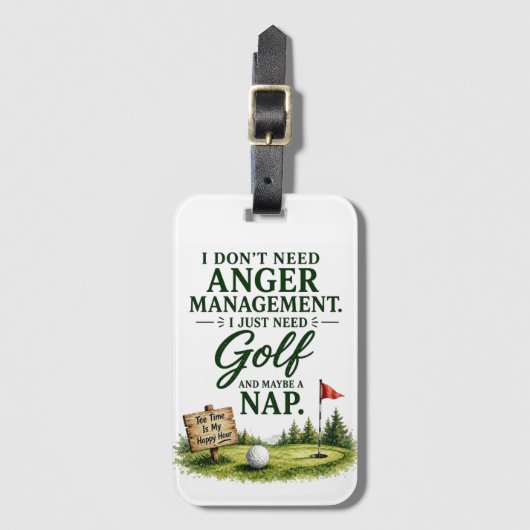Golf-Witze für das Ärger-Management von Golfern Gepäckanhänger (Vorderseite Vertikal)