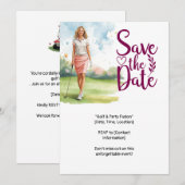 Golf  woman golfer is golfing on green  einladung (Vorne/Hinten)