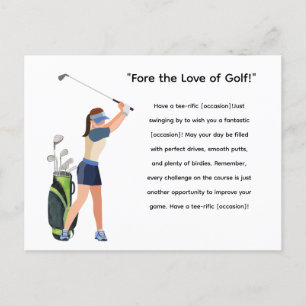 Golf Woman Golfer ist Golfspielen Postkarte
