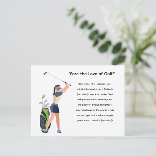 Golf Woman Golfer ist Golfspielen Postkarte (Stehend Vorderseite)