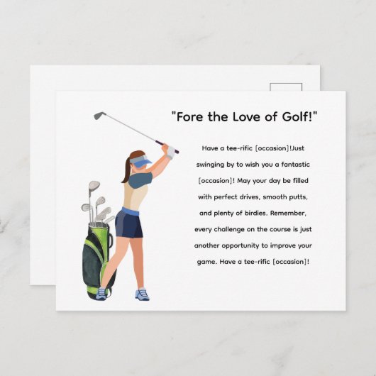 Golf Woman Golfer ist Golfspielen Postkarte (Vorne/Hinten)