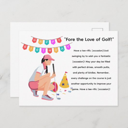 Golf Woman Golfer ist Golfspielen Postkarte (Vorne/Hinten)