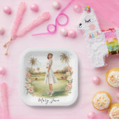 Golf Woman golfer on golf course Bridal  Pappteller (Party)