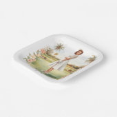 Golf Woman golfer on golf course Bridal  Pappteller (Gewinkelt)