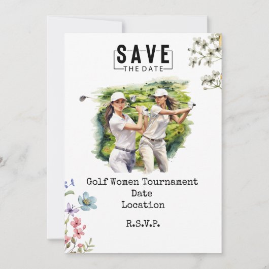 Golf Woman Party Save the Date Einladung (Vorderseite)