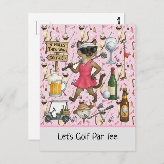 Golf Woman Thema für Junggeselinnen-Abschied Pink Postkarte (Vorne/Hinten)