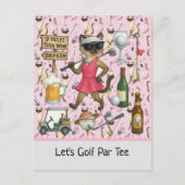 Golf Woman Thema für Junggeselinnen-Abschied Pink Postkarte (Vorderseite)